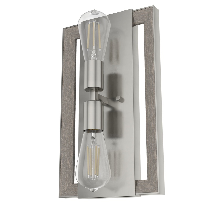 Two Light Wall Sconce from the Woodburn Collection in Brushed Nickel Finish by Hunter