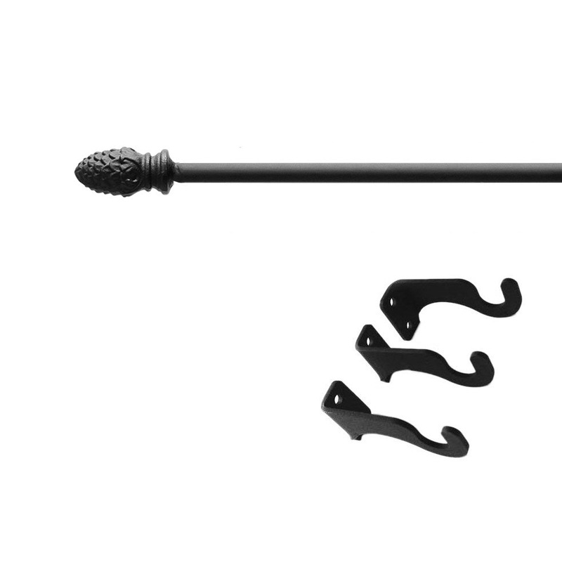 Village Wrought Iron CUR-138-130-S Remington Curtain Rod XL (Hardware is INCLUDED)