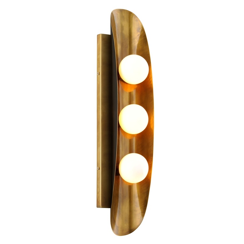 Corbett Lighting 271-13-VB/BBR Hopper Three Light Wall Sconce Vintage Brass Bronze Accents