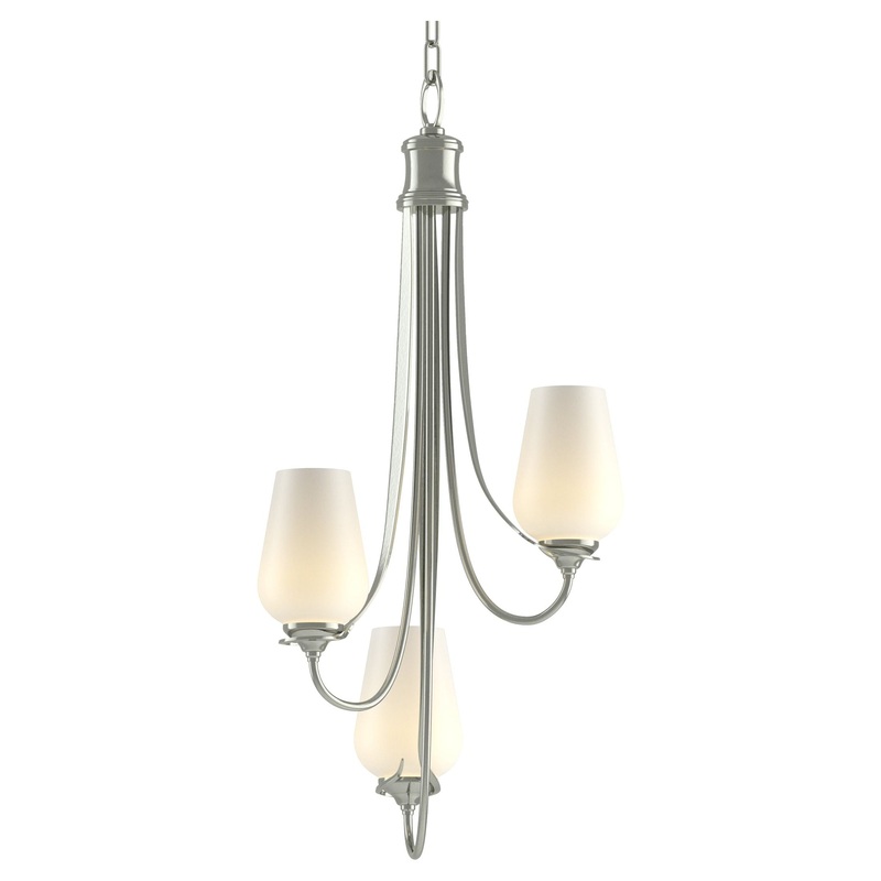 Flora 3-Arm Chandelier Sterling Opal Glass (GG)
