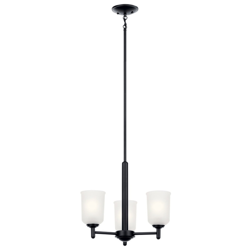 Kichler 43670BK Three Light Mini Chandelier, Black