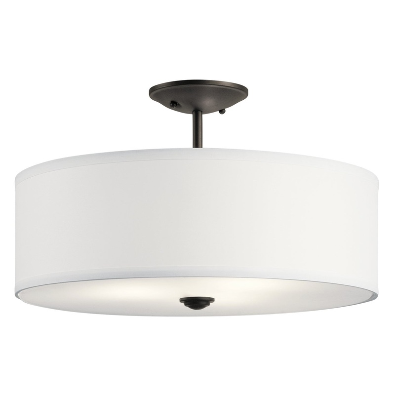 Kichler 43692OZ Three Light Semi Flush Mount, Olde Bronze