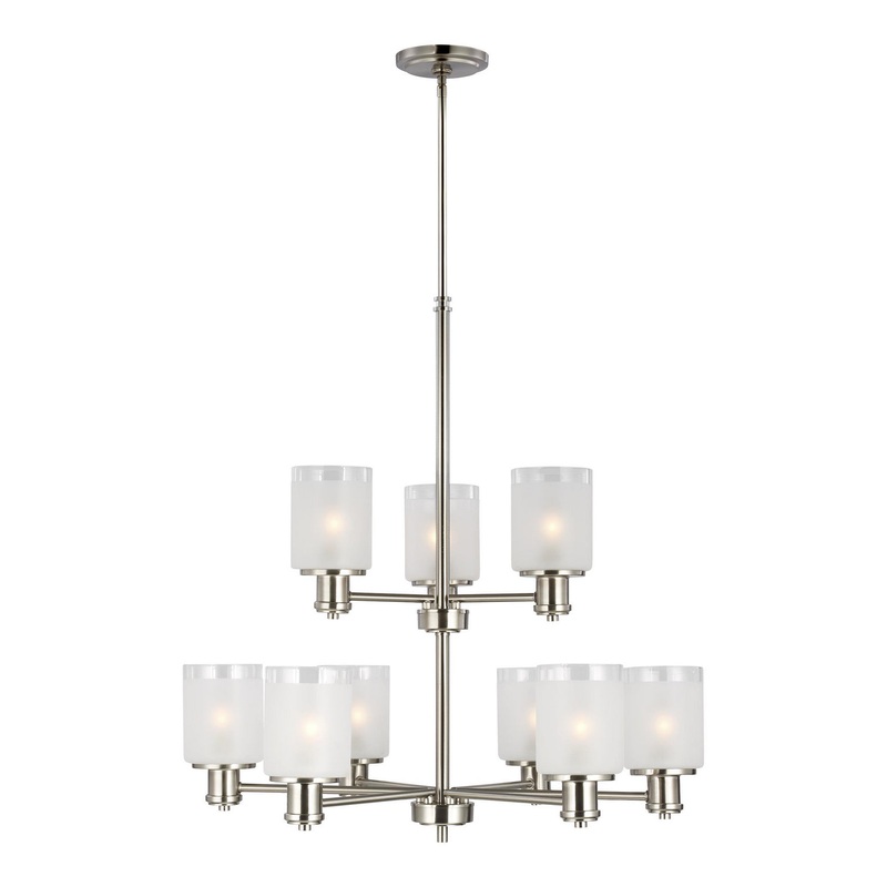 Nine Light Chandelier from the Norwood Collection in Brushed Nickel Finish by Generation Lighting