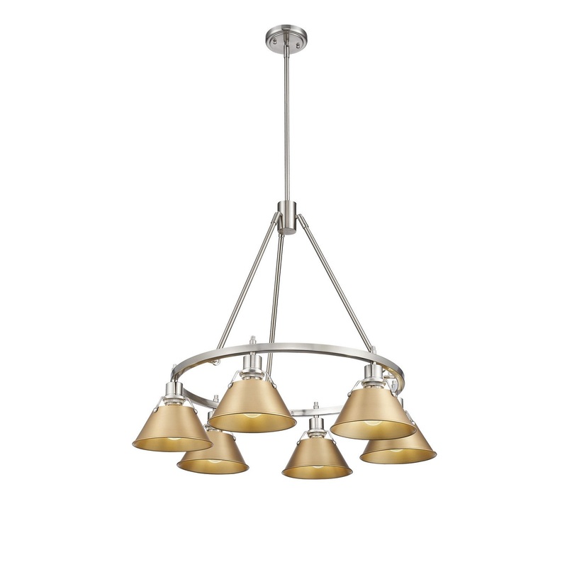 Six Light Chandelier from the Orwell Collection in Pewter Finish by Golden
