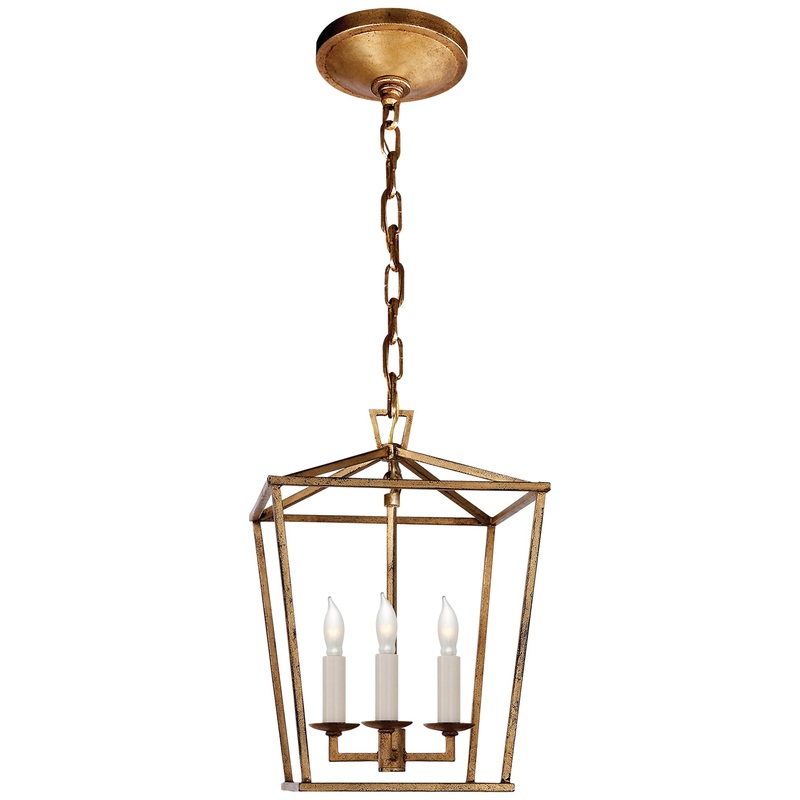 Three Light Lantern from the Darlana Collection in Gilded Iron Finish by Visual Comfort Signature