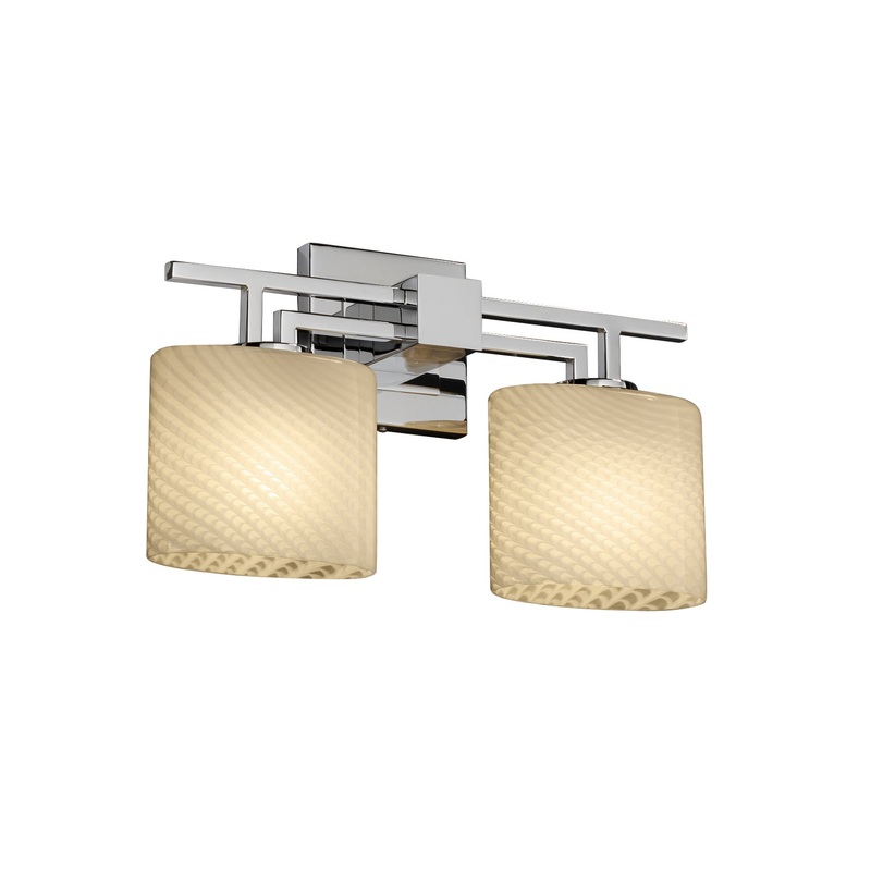 Two Light Bath Bar from the Fusion Collection in Polished Chrome Finish by Justice Designs