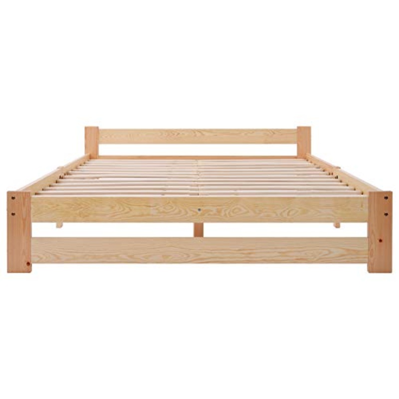 belupai Letto in legno massiccio con testiera e rete a doghe, naturale (200 x 140 cm)