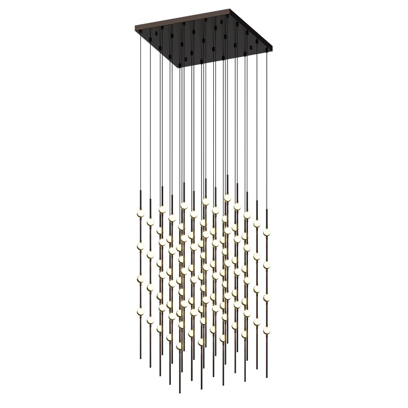 Constellation Cosmic Cube 20″ LED Pendant Espresso Black with White Optical Acrylic 2200K 10′ Adjustable Cord