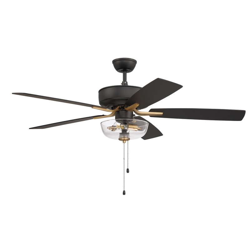 Craftmade P101FBSB5-52BWNFB Pro Plus 101 52″Ceiling Fan Flat Black/Satin Brass