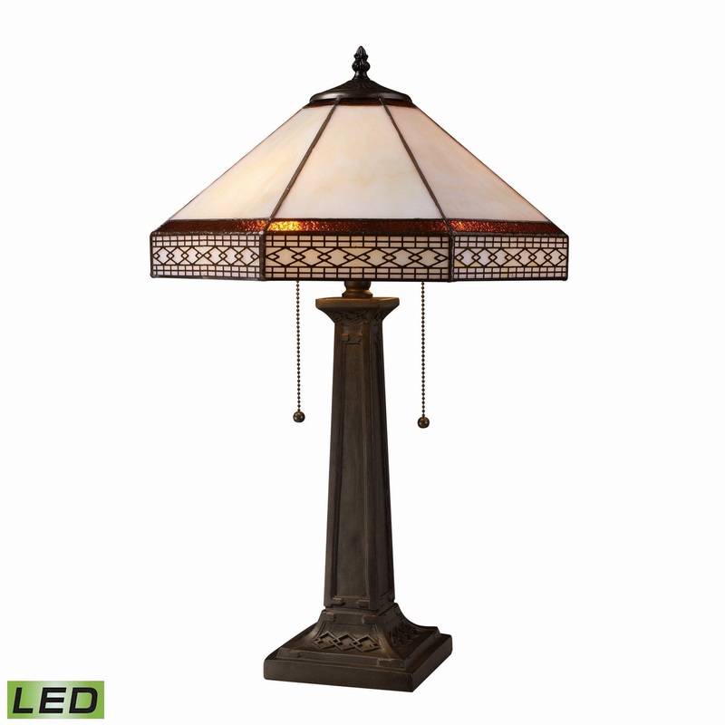 ELK Home D1858-LED Stone Filigree LED Table Lamp Tiffany Bronze
