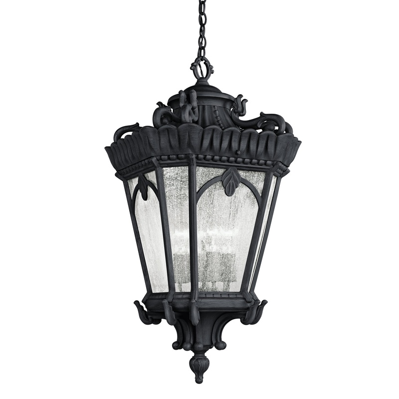 Kichler 9564BKT Four Light Outdoor Pendant, Textured Black