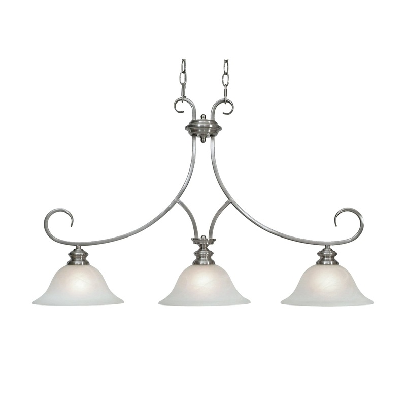 Lancaster 3 Light Linear Pendant in Pewter with Marbled Glass