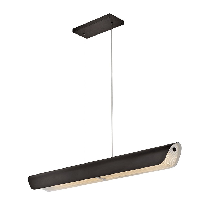 LED Linear Pendant from the Arco Collection in Black Oxide Finish by Fredrick Ramond