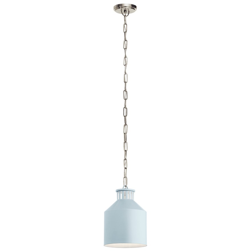One Light Mini Pendant from the Montauk Collection in Light Blue Finish by Kichler