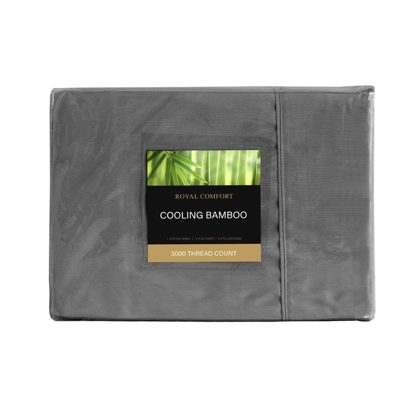 Royal Comfort 3000 Thread Count Bamboo Cooling Sheet Set – King – Charcoal