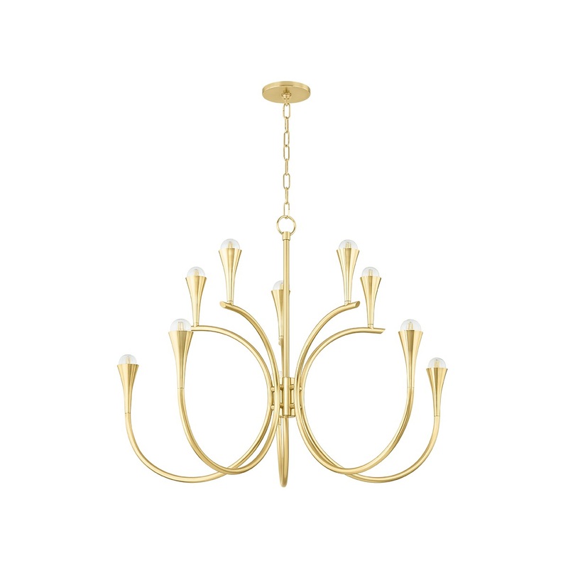 Ten Light Chandelier from the Aviana Collection in Aged Brass Finish by Mitzi