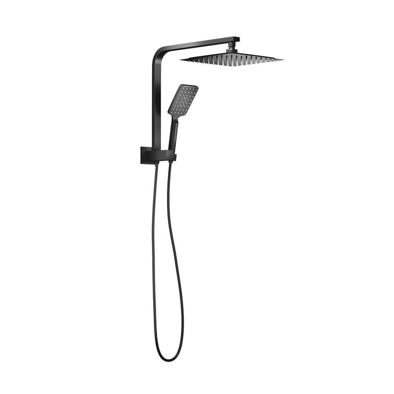 10″ Rain Shower Head Set Square 3-Mode Gooseneck Black