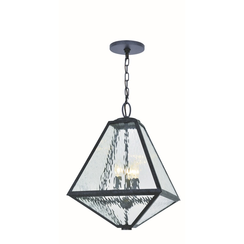 Crystorama GLA-9705-WT-BC Glacier Three Light Outdoor Chandelier Black Charcoal