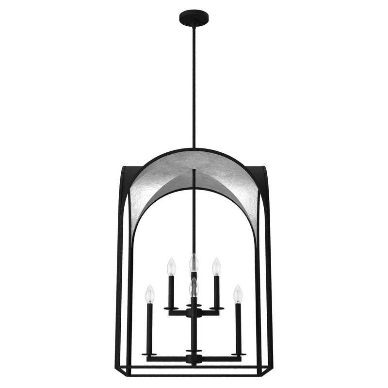 Eight Light Pendant from the Dukestown Collection in Natural Black Iron Finish by Hunter