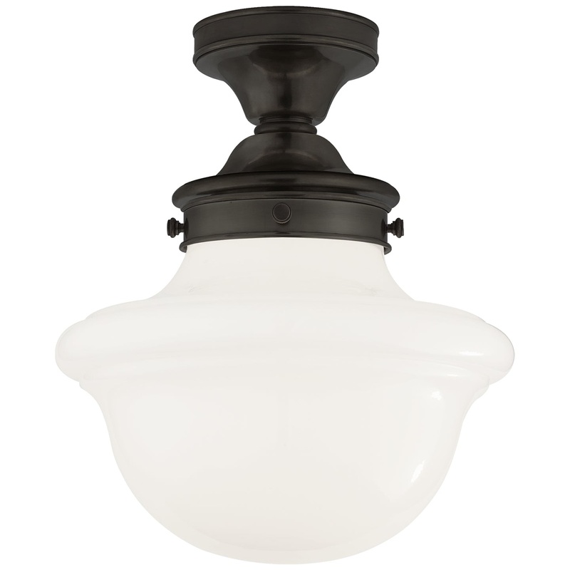 One Light Flush Mount from the Edmond Collection in Bronze Finish by Visual Comfort Signature