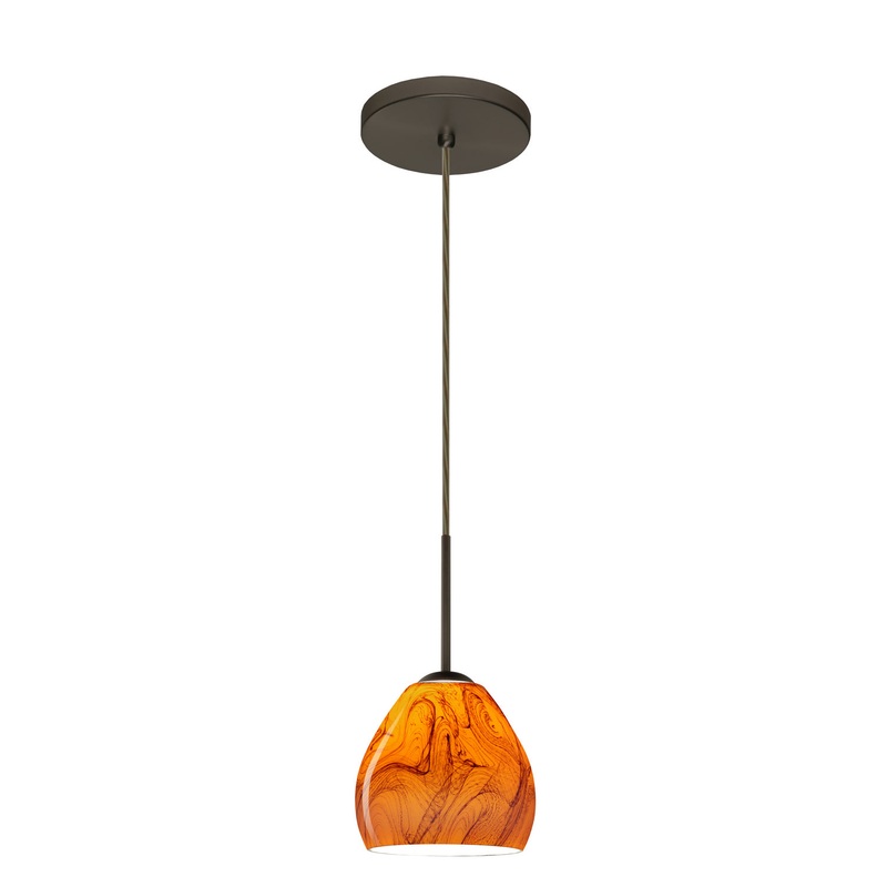 One Light Pendant from the Bolla Collection in Bronze Finish by Besa