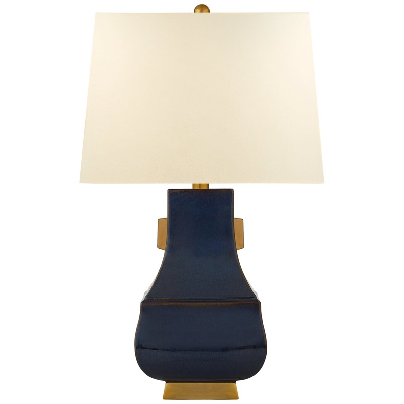 One Light Table Lamp from the Kang Jug Collection in Mixed Blue Brown With Burnt Gold Finish by Visual Comfort Signature