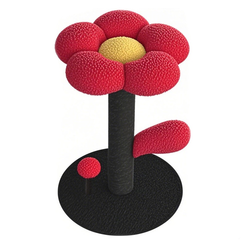 Red and Black Adorable Flower Cat Tree – Plush Perch, Sisal Scratching Post & Spring Ball Toy