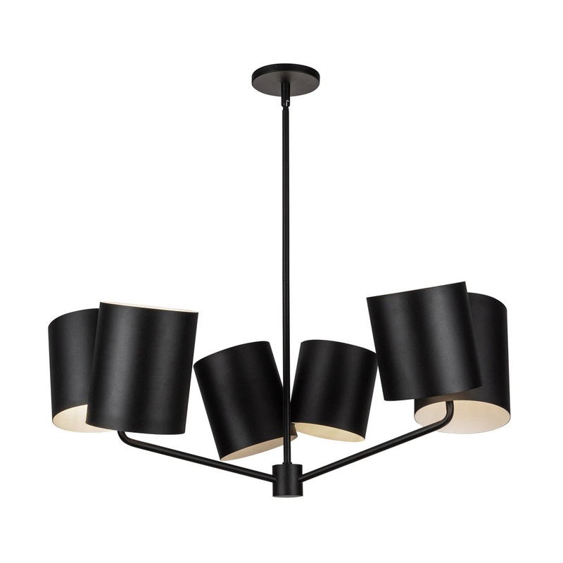 Six Light Chandelier from the Keiko Collection in Black Finish by Kuzco Lighting