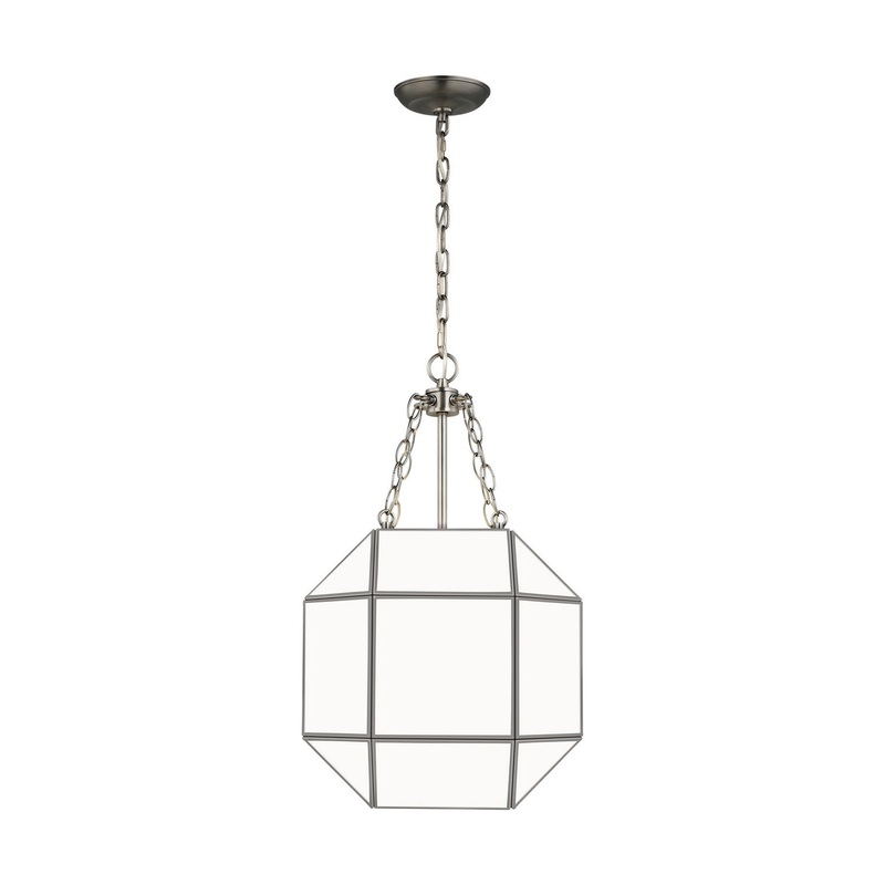 Three Light Lantern from the Morrison Collection in Antique Brushed Nickel Finish by Visual Comfort Studio