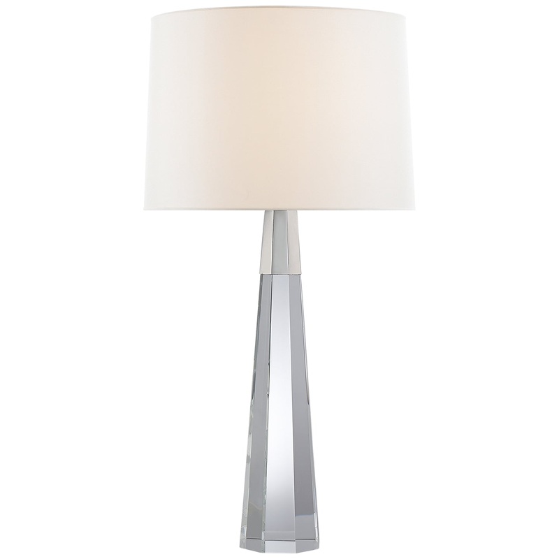 Two Light Table Lamp from the Olsen Collection in Crystal With Polished Nickel Finish by Visual Comfort Signature