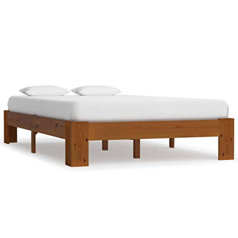 BIGTO – Struttura letto in legno di pino massello, per camera da letto, colore: marrone, 120 x 200 cm