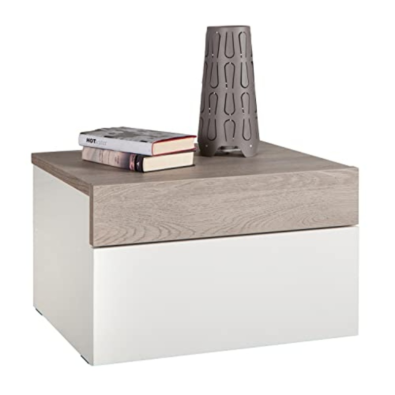 Composad Comodino a due cassetti bianco con frontale rovere gessato CT8923 L60h38p47.5