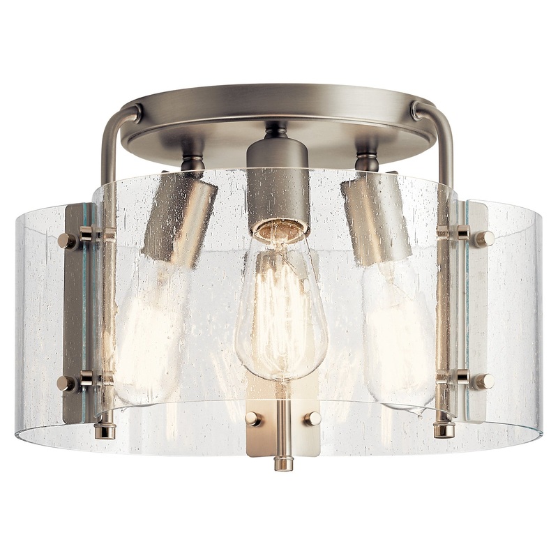 Kichler 42954NI Three Light Semi Flush Mount, Brushed Nickel