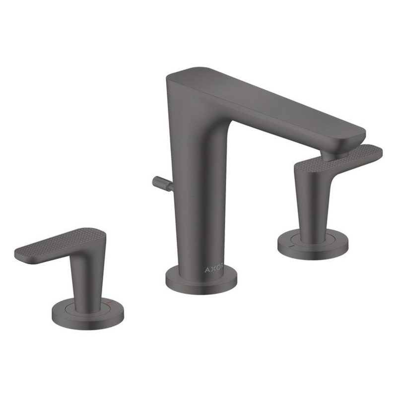 Lavatory Faucet Citterio C Widespread 8 Inch Spread 2 Lever Cubic Cut ADA WaterSense Brushed Black Chrome 1.2 Gallons per Minute Deck Mount Pop-Up 3 Hole EcoRight AirPower Comfort Zone