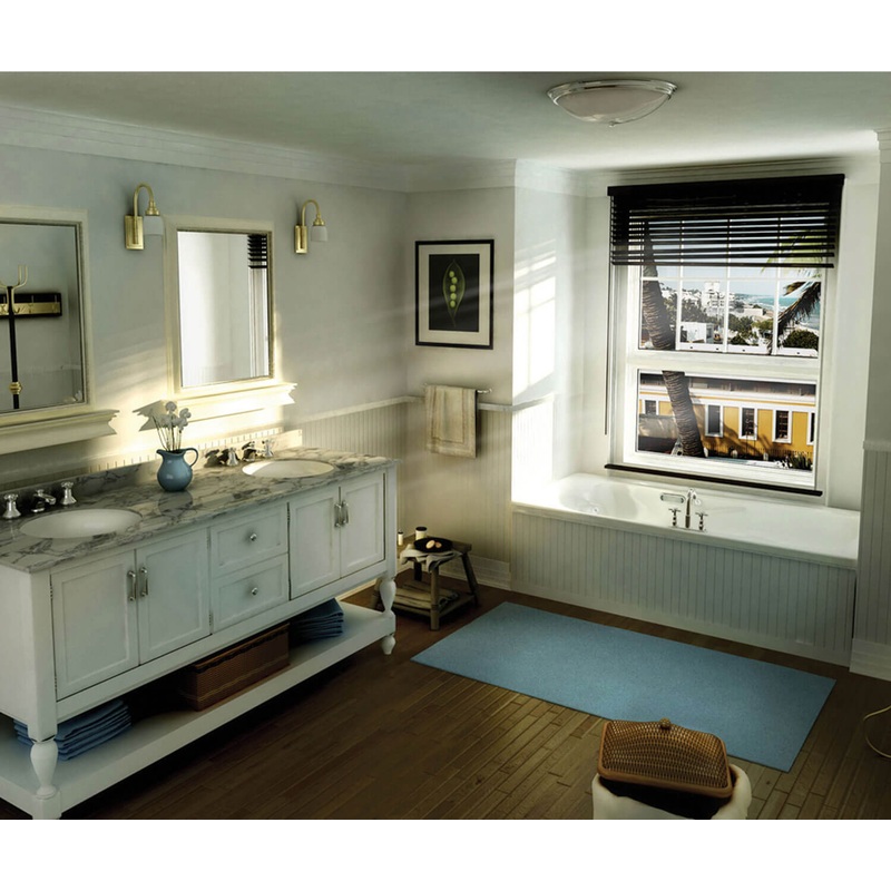 MAAX 101055-094-001 Topaz 6036 Acrylic Alcove End Drain Combined Hydromax & Aerofeel Bathtub in White