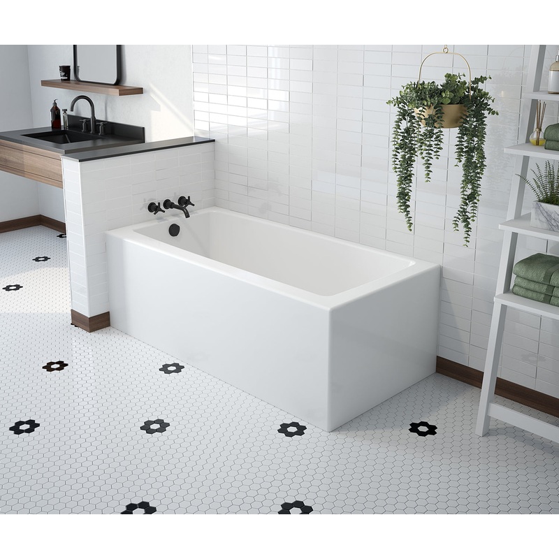MAAX 106813-000-002-001 Mackenzie Corner 6032 AcrylX Corner Left-Hand Drain Bathtub in White