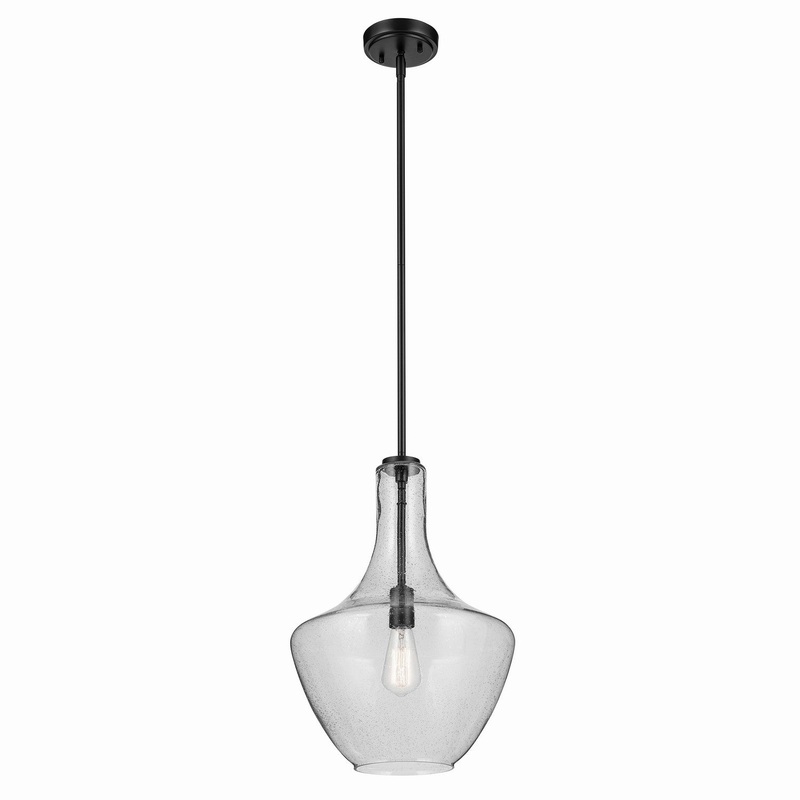 One Light Pendant from the Everly Collection in Black Finish by Kichler