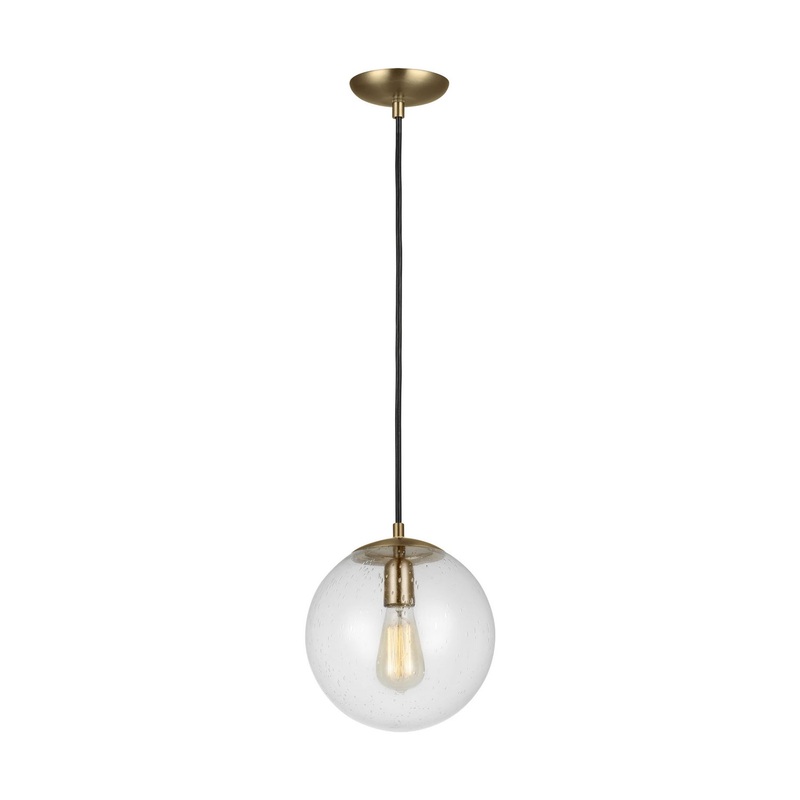 One Light Pendant from the Leo – Hanging Globe Collection in Satin Brass Finish by Visual Comfort Studio