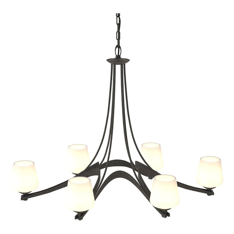 Oval Ribbon 6-Arm Chandelier Natural Iron