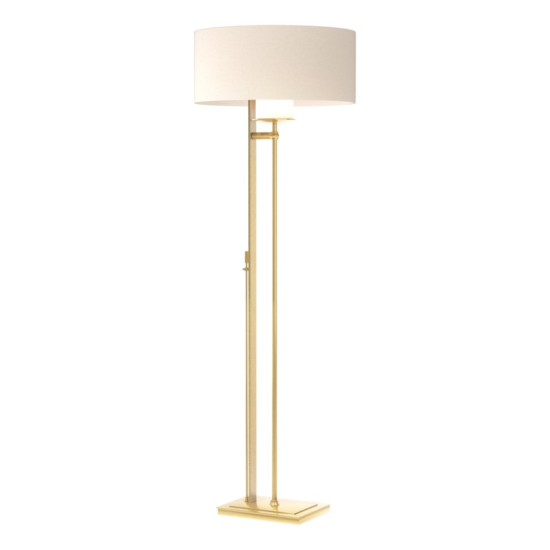 Rook Floor Lamp Modern Brass Flax Shade (SE)
