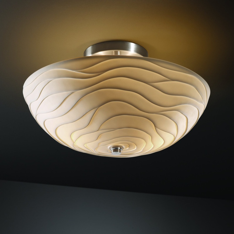 Semi-Flush Mount from the Porcelina Collection in Brushed Nickel Finish by Justice Designs
