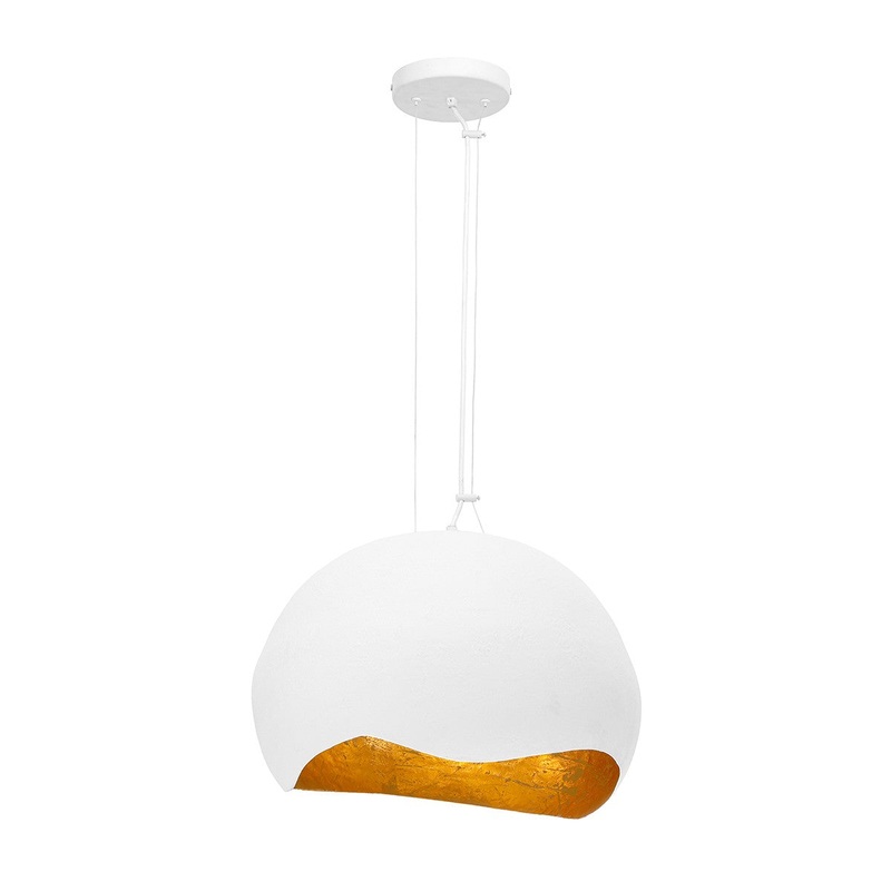 Two Light Pendant from the Baleia Collection in White and Gold Foil Finish by Eurofase