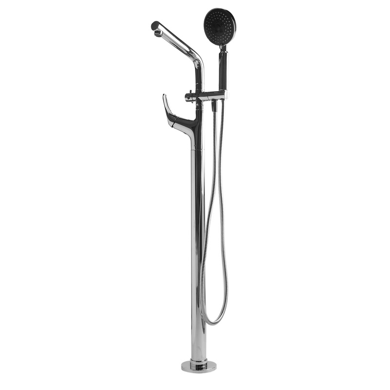 AB2758-PC Polished Chrome Floor Mounted Tub Filler + Mixer /w additional Hand Held Shower Head