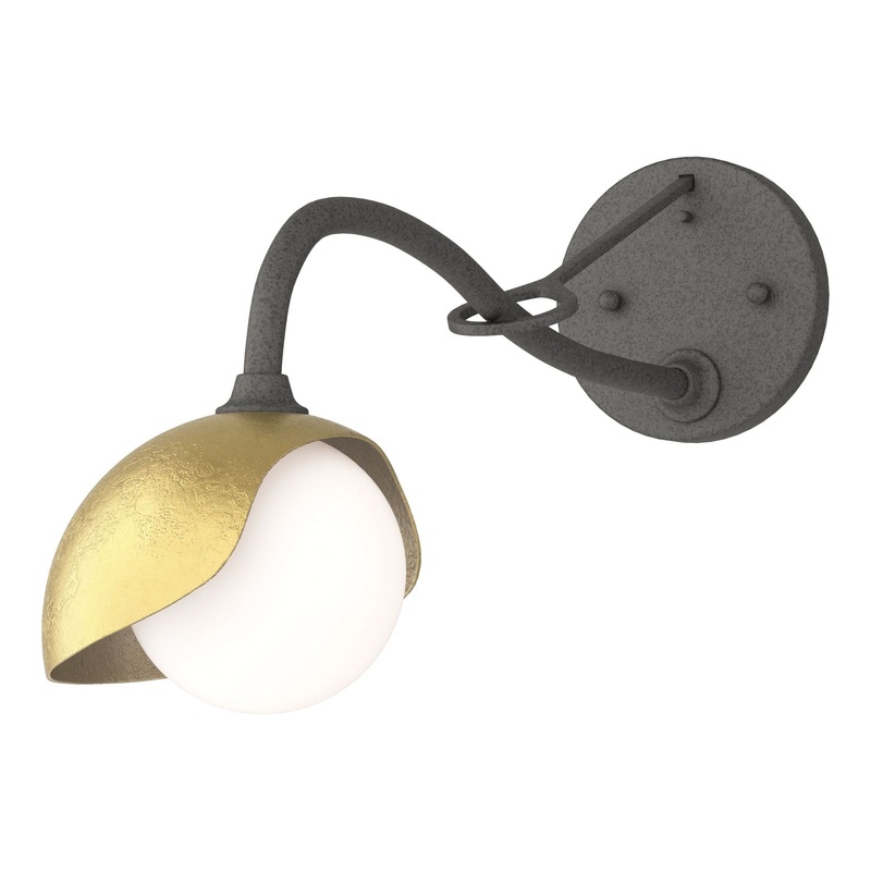 Brooklyn 1-Light Single Shade Long-Arm Sconce Natural Iron Modern Brass