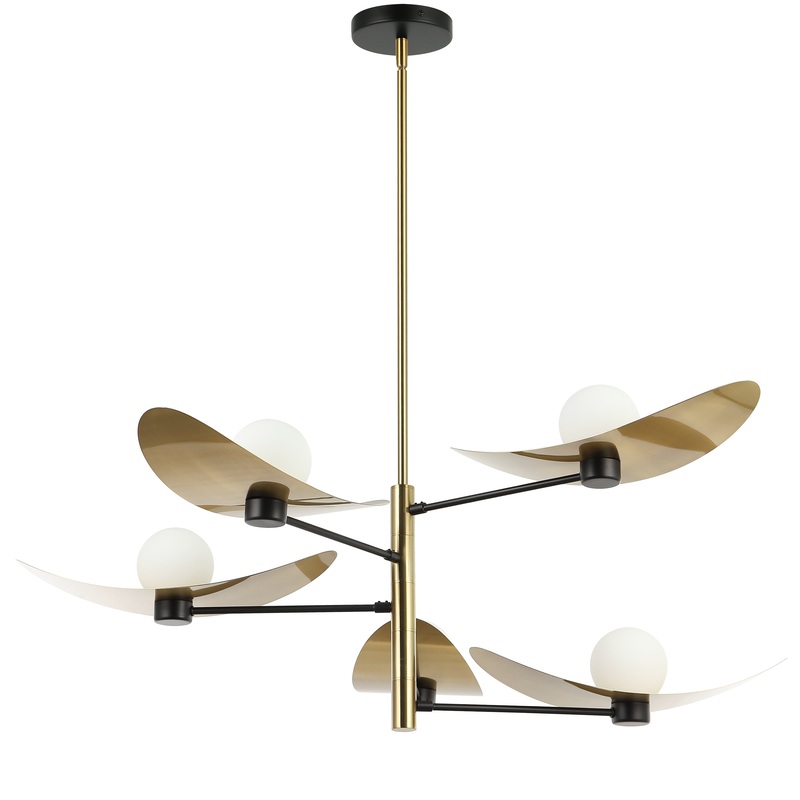 Christobel 5-Light Chandelier Aged Brass & Matte Black