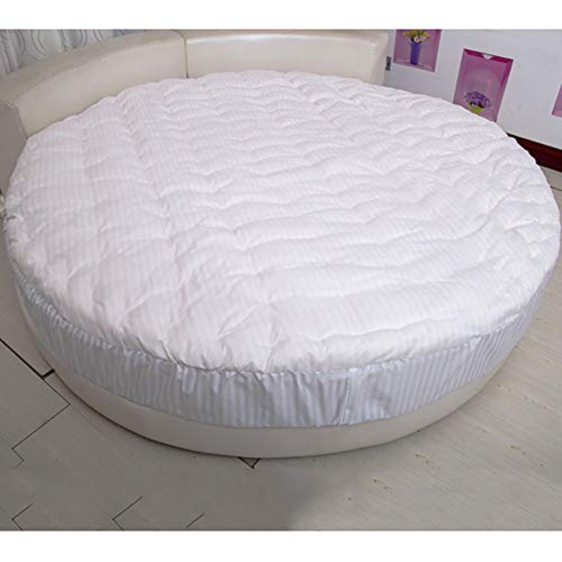 Compert Tatami Letti Futon Topper,100% Cotone Spesso Trapuntato Materasso Futon per Letto Rotondo,Rotondo Materasso Protettore Topper-Bianco 250cm(98inch)