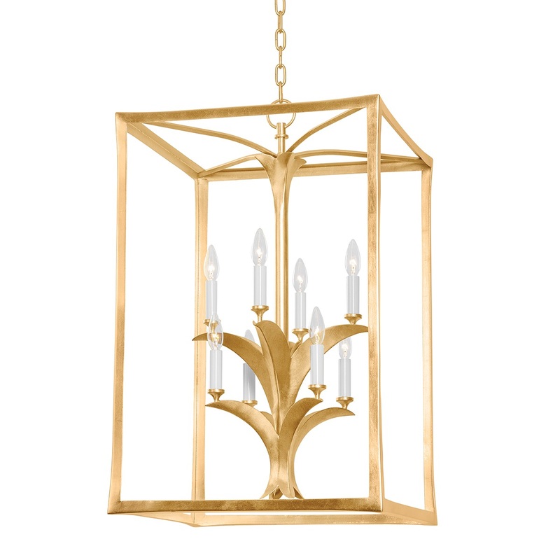 Corbett Lighting 435-47-VGL/GL Bergamo Eight Light Lantern Vintage Gold Leaf