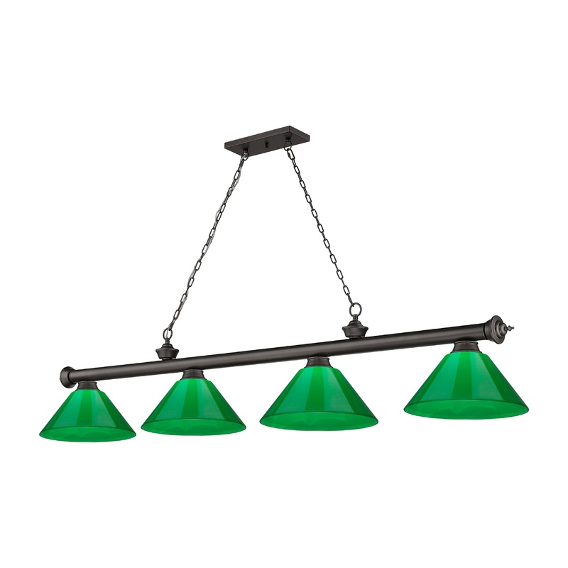 Cordon 4-Light Billiard Bronze Cone Green Plastic