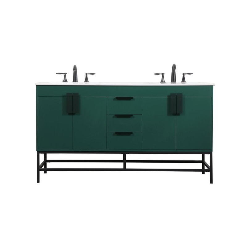 Double Bathroom Vanity from the Eugene Collection in Green Finish by Elegant Lighting