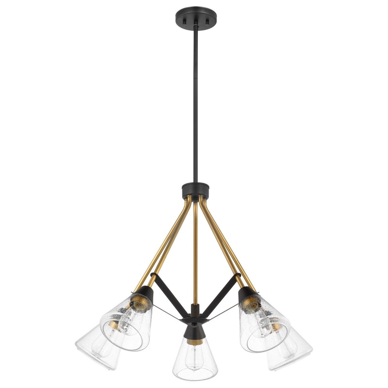 Five Light Chandelier from the Starlight Collection in Matte Black/Natural Brass Finish by Nuvo Lighting
